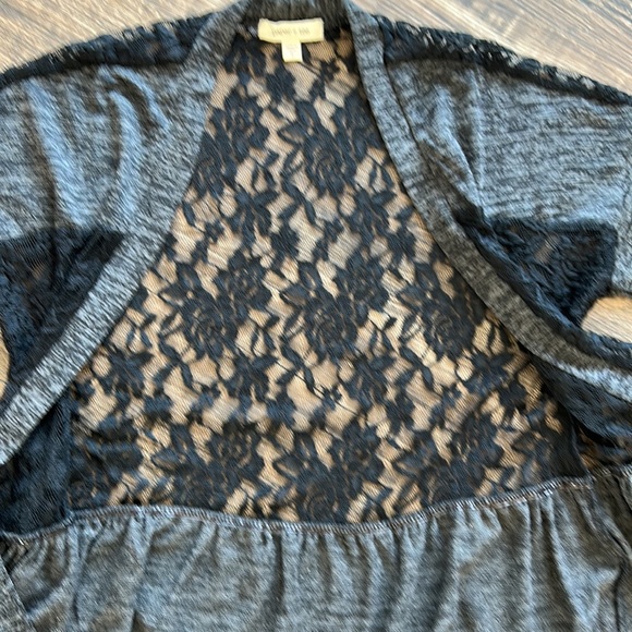 NWOT Paper & Tee pretty black lace back open front lightweight cardigan - Picture 10 of 11